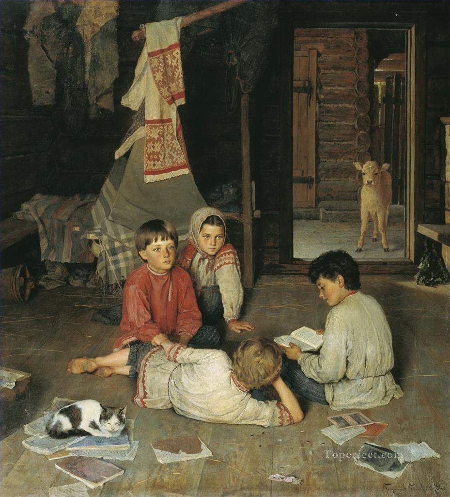 新しいおとぎ話 ニコライ・ボグダノフ ベルスキー 子供 子供 印象派油絵